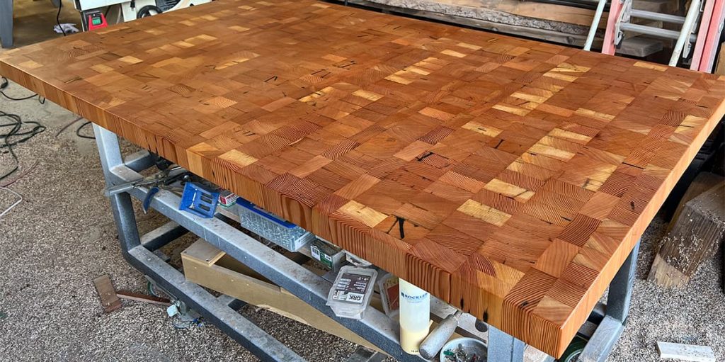 End Grain Tabletop in Ramona, CA Gives Old Wood a New Life
