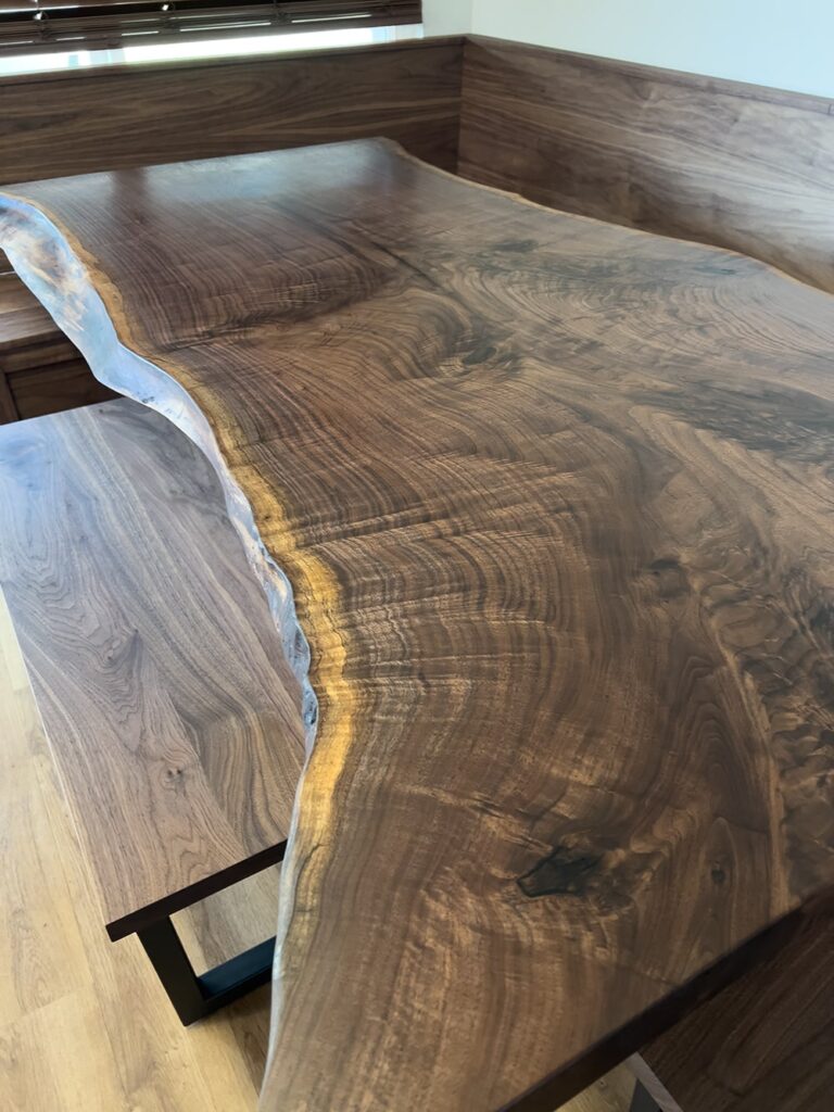 custom live-edge walnut dining table san diego